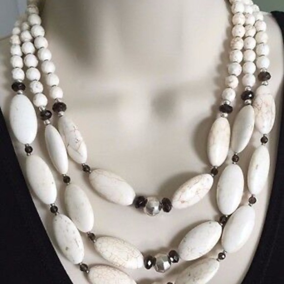 Silpada White Howlite, Smokey Quartz & Sterling Silver Beaded Necklace - Picture 2 of 3